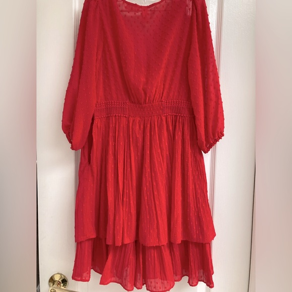 Anthropologie Meadow Rue Minetta tiered dress - size US 0P red colour - Picture 3 of 10